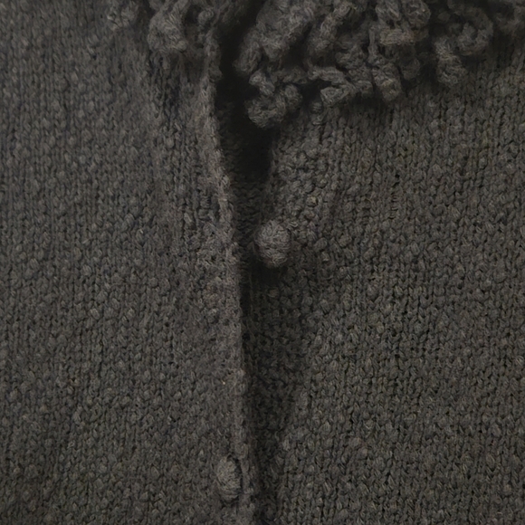 Cold water creek women cotton knit fringe  button front black cardigan size L - Picture 10 of 12